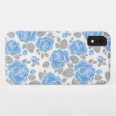 Blauwe roos bloemen. Waterverf patroon Case-Mate iPhone Case (Achterkant (horizontaal))