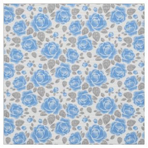 Blauwe roos bloemen. Waterverf patroon Stof