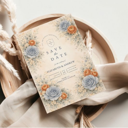 Blauwe Roos Botanische Trouwdag Save The Date