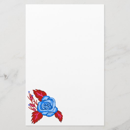 Blauwe Roos Briefpapier (Voorkant)