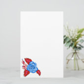 Blauwe Roos Briefpapier (Staand voorkant)