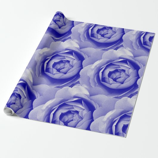 Blauwe roos cadeaupapier (Uitgerold)