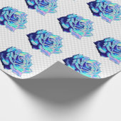 Blauwe roos cadeaupapier (Hoek)