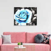 blauwe roos canvas afdruk (Insitu (Woonkamer))