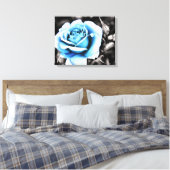 blauwe roos canvas afdruk (Insitu (Slaapkamer))