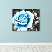blauwe roos canvas afdruk (Insitu (Houten vloer))