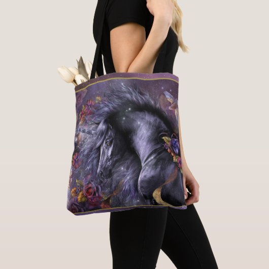 Blauwe Roos Canvas tas (Dichtbij)