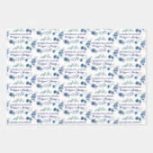 Blauwe Roos Congratulatie Inpakpapier Vellen (Voorkant 2)