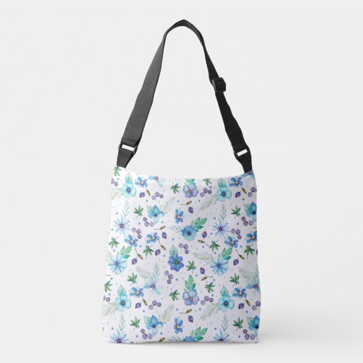 Blauwe roos crossbody tas (Voorkant)