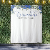 Blauwe Roos Eucalyptus Elegante Quinceanera Achter Wandkleed