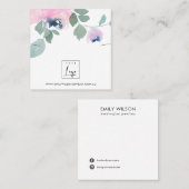 BLAUWE ROOS FLORAL BRACELET KETTING DISPLAY VIERKANTE VISITEKAARTJE (Voorkant / Achterkant)