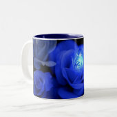 Blauwe Roos Floral Pattern Mok (Voorkant links)