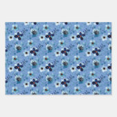 Blauwe roos florale daisy waterverf kunst inpakpapier vel (Voorkant 3)