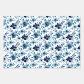 Blauwe roos florale daisy waterverf kunst inpakpapier vel (Voorkant)