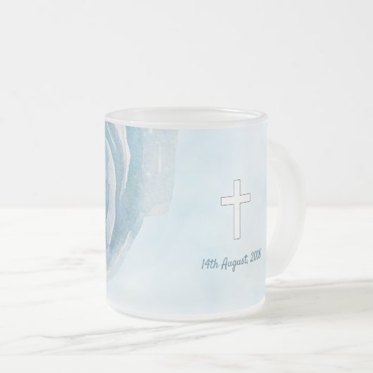 Blauwe roos glans matglas koffiemok (Voorkant rechts)