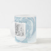 Blauwe roos glans matglas koffiemok (Voorkant links)