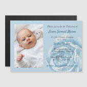 Blauwe roos glans toewijding magnetische uitnodiging (Voorkant / Achterkant)