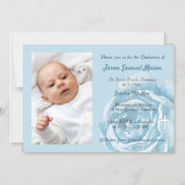 Blauwe roos glans toewijding magnetische uitnodiging (Voorkant)