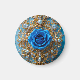 🌹 Blauwe Roos Gouden Ornament Voor Thuis Koelkast Magneet