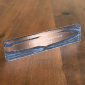 Blauwe roos goudmagermarmer naambordje (Zijkant)