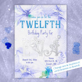 Blauwe, Roos goudzoete 16 Wilde Bloembrieven Folie Uitnodiging