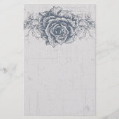 Blauwe Roos grens Briefpapier (Voorkant)