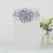 Blauwe  Roos grens Briefpapier (Staand voorkant)