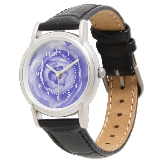 Blauwe roos horloge (Gekanteld)