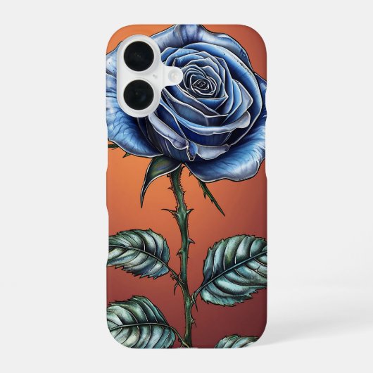 Blauwe roos iPhone 16 hoesje (Achterkant)