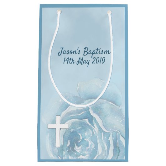 Blauwe roos klein cadeauzakje (Voorkant)