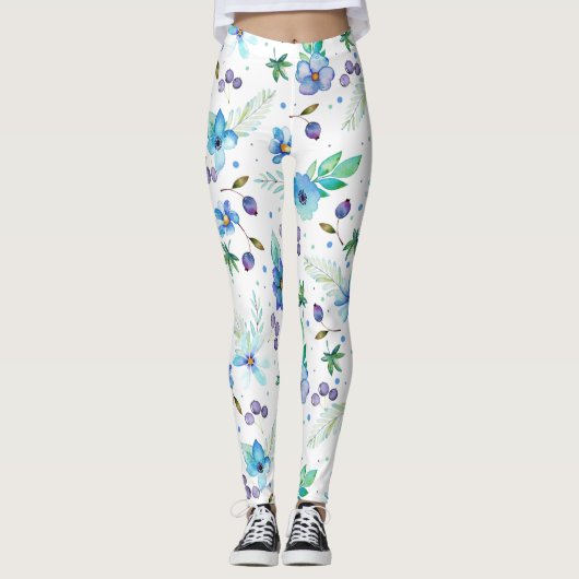 Blauwe roos leggings (Voorkant)