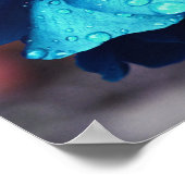 Blauwe Roos Lingering Raindrops Abstracte Vloerkun Poster (Hoek)