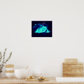 Blauwe Roos Lingering Raindrops Abstracte Vloerkun Poster (Keuken)
