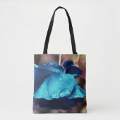 Blauwe Roos Lingering Raindrops Vloerkunst Tote Bag (Voorkant)