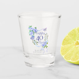 Blauwe Roos Lint 40e Verjaardag Shot Glas