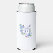 Blauwe Roos Lint 50e Verjaardag Koeler (Seltzer Achterkant)