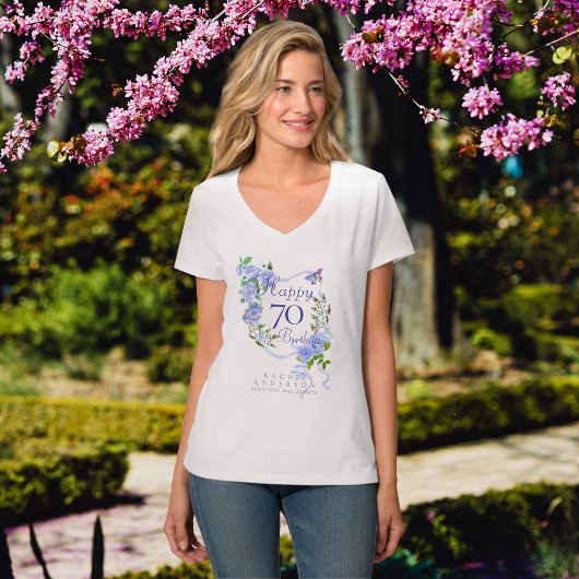 Blauwe Roos Lint 70e Verjaardag T-shirt