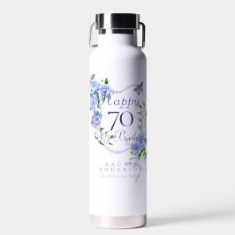 Blauwe Roos Lint 70ste Verjaardag Waterfles