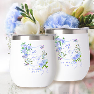 Blauwe Roos Lint Monogram