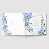 Blauwe Roos Lint Monogram Bruiloft Gastenboek (Volledig)