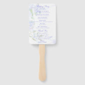 Blauwe Roos Lint Monogram Bruiloft Handwaaier (Achterkant)