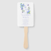 Blauwe Roos Lint Monogram Bruiloft Handwaaier (Voorkant)