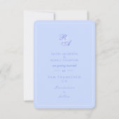Blauwe Roos Lint Monogram Foto Bruiloft  Save The Date (Achterkant)