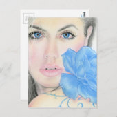 Blauwe Roos meisjes verlichting Briefkaart (Voorkant / Achterkant)