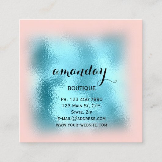 Blauwe Roos Mode Koop Boutique Cloth Hanger Vierkante Visitekaartje (Achterkant)