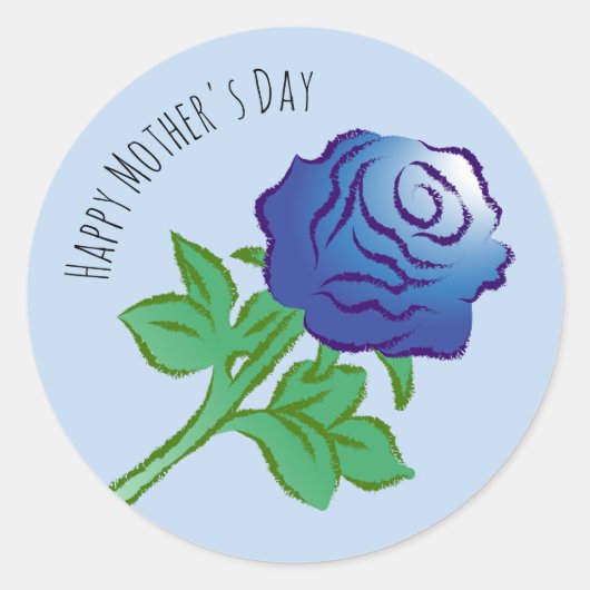 Blauwe Roos Moederdag Ronde Sticker (Voorkant)