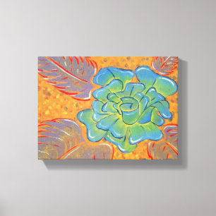 Blauwe Roos olie schilderen Canvas Afdruk