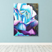 Blauwe Roos, originele kunst Canvas Afdruk (Insitu (Houten vloer))