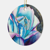 Blauwe Roos, originele kunst Keramisch Ornament (Links)