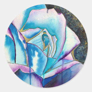 Blauwe Roos, originele kunst Ronde Sticker